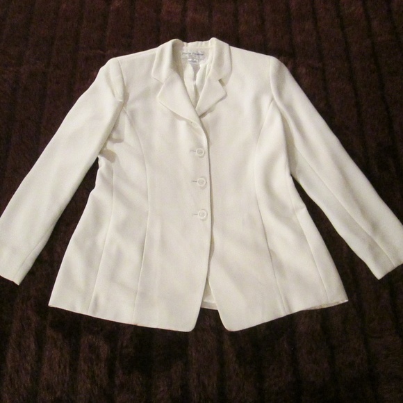 RENA ROWAN PETITE LINED LT. CREAM/WHITE BLAZER - Picture 2 of 8